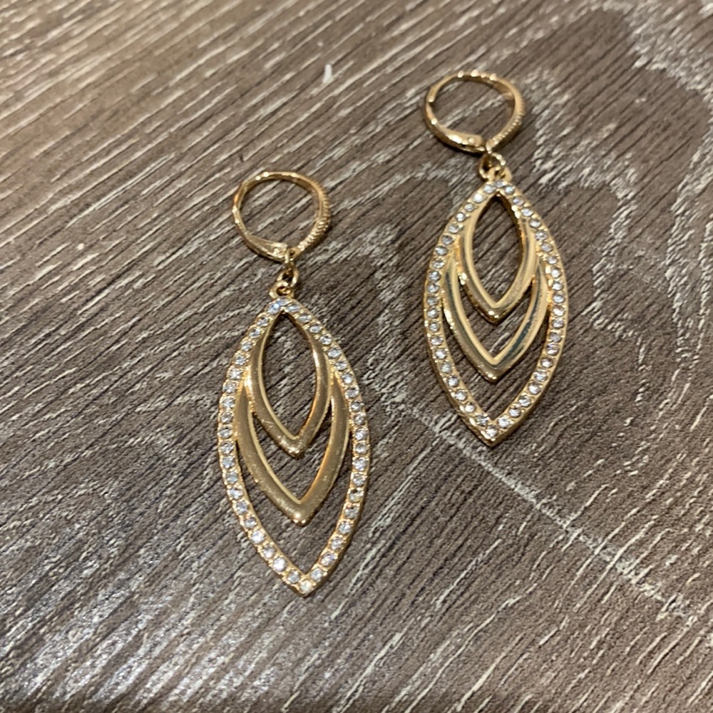 Drop Earrings • Costume Jewelry • wedding jewelry •  “diamonds” & “yellow” - Picture 3 of 12